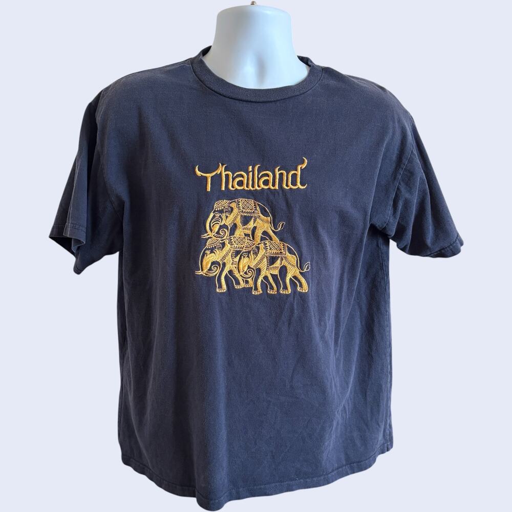 Thailand L Retro Graphic Embroidered Tee Navy Regular